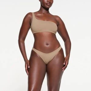 NWT SKIMS Recycled One Shoulder Swim Top in Desert